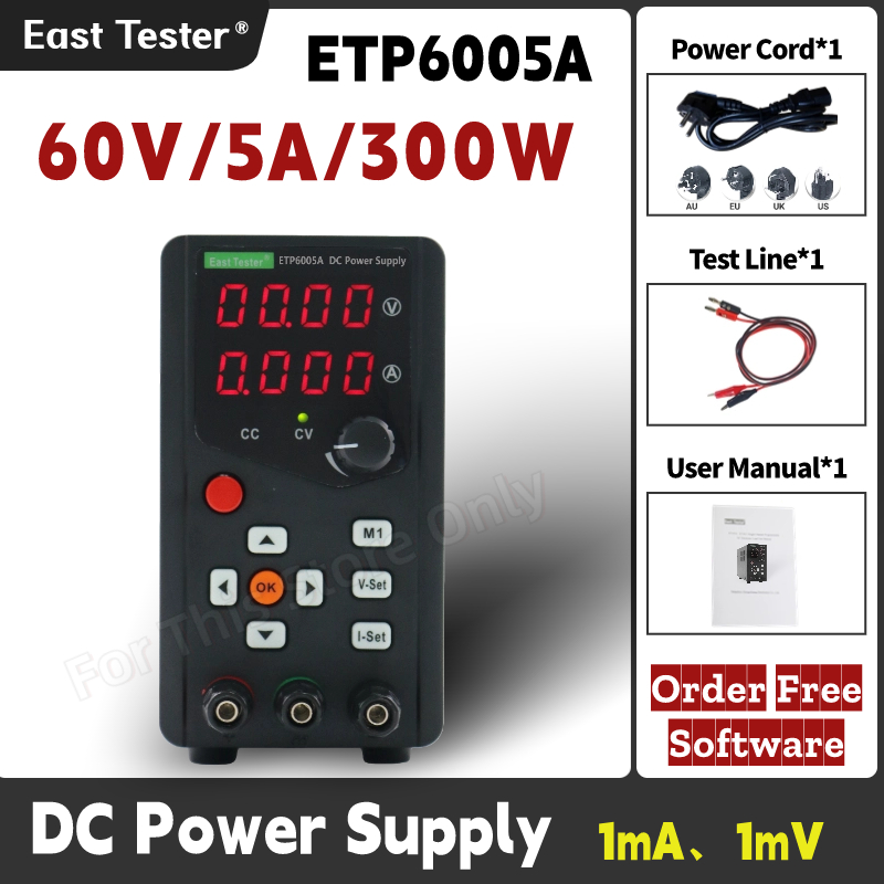 Programmable Dc Power Supply 60V 5A - ETP6005A высокоэффективный одноканальный 4-строчный цифровой дисплей,