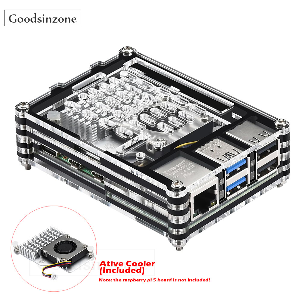 Raspberry Pi 5 8Gb Kit - Акриловая модель, внешний вид с активным